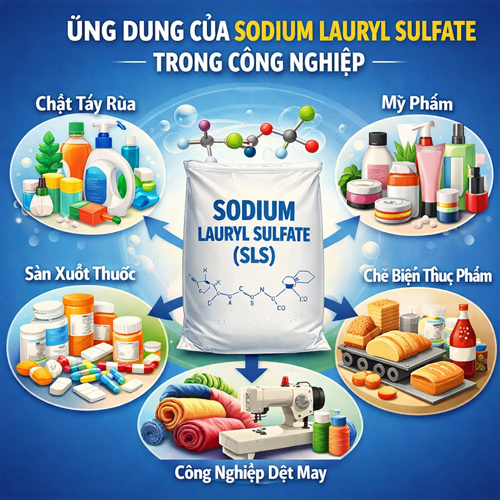 ỨNG DỤNG CỦA SODIUM LAURYL SULFATE