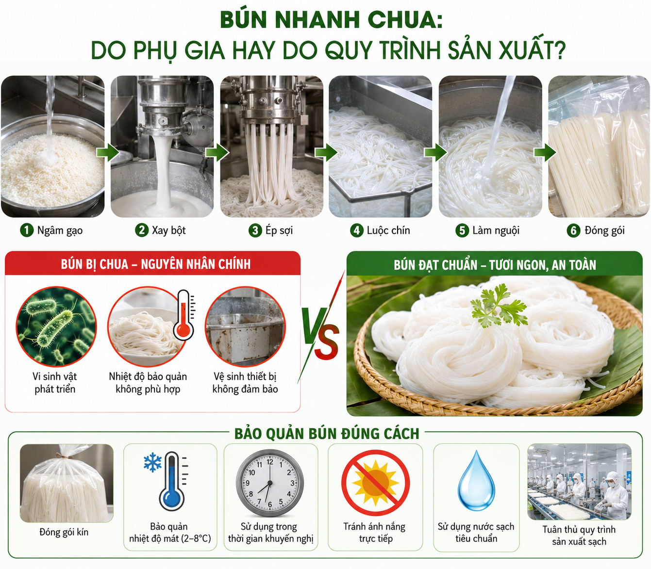 BÚN NHANH CHUA LÀ DO PHỤ GIA HAY DO QUY TRÌNH SẢN XUẤT
