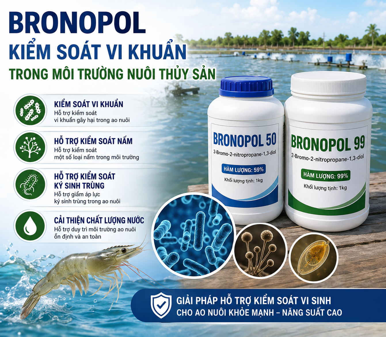 Bronopol - Kiểm Soát Vi Khuẩn Trong Môi Trường Nuôi Thủy Sản