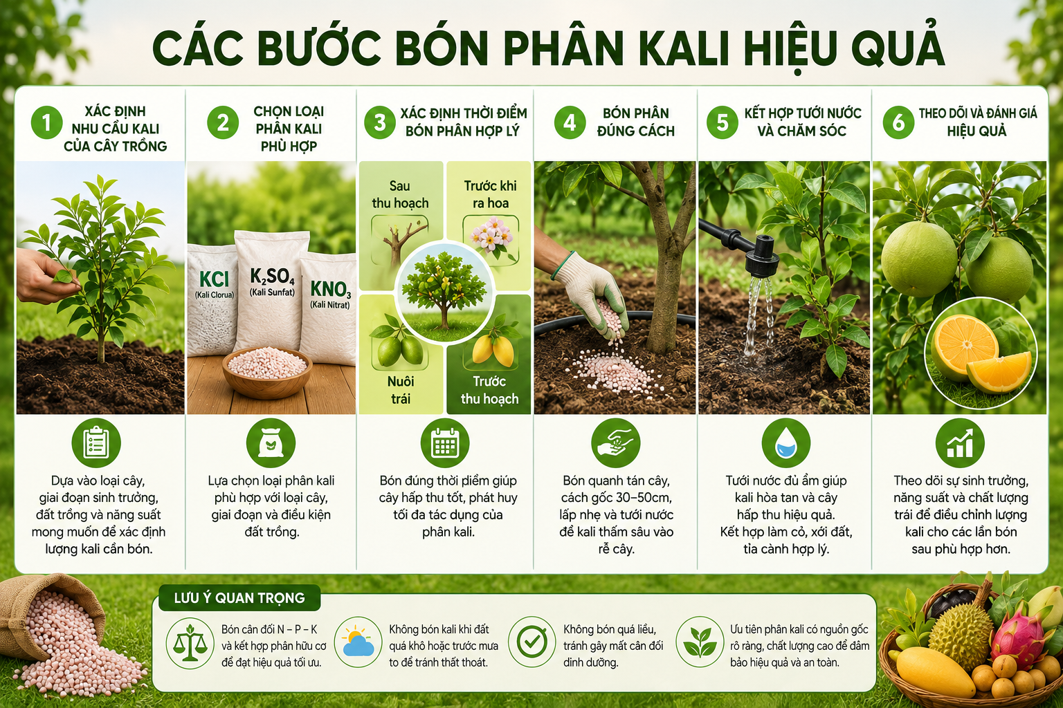 CÁC BƯỚC BÓN PHÂN KALI HIỆU QUẢ
