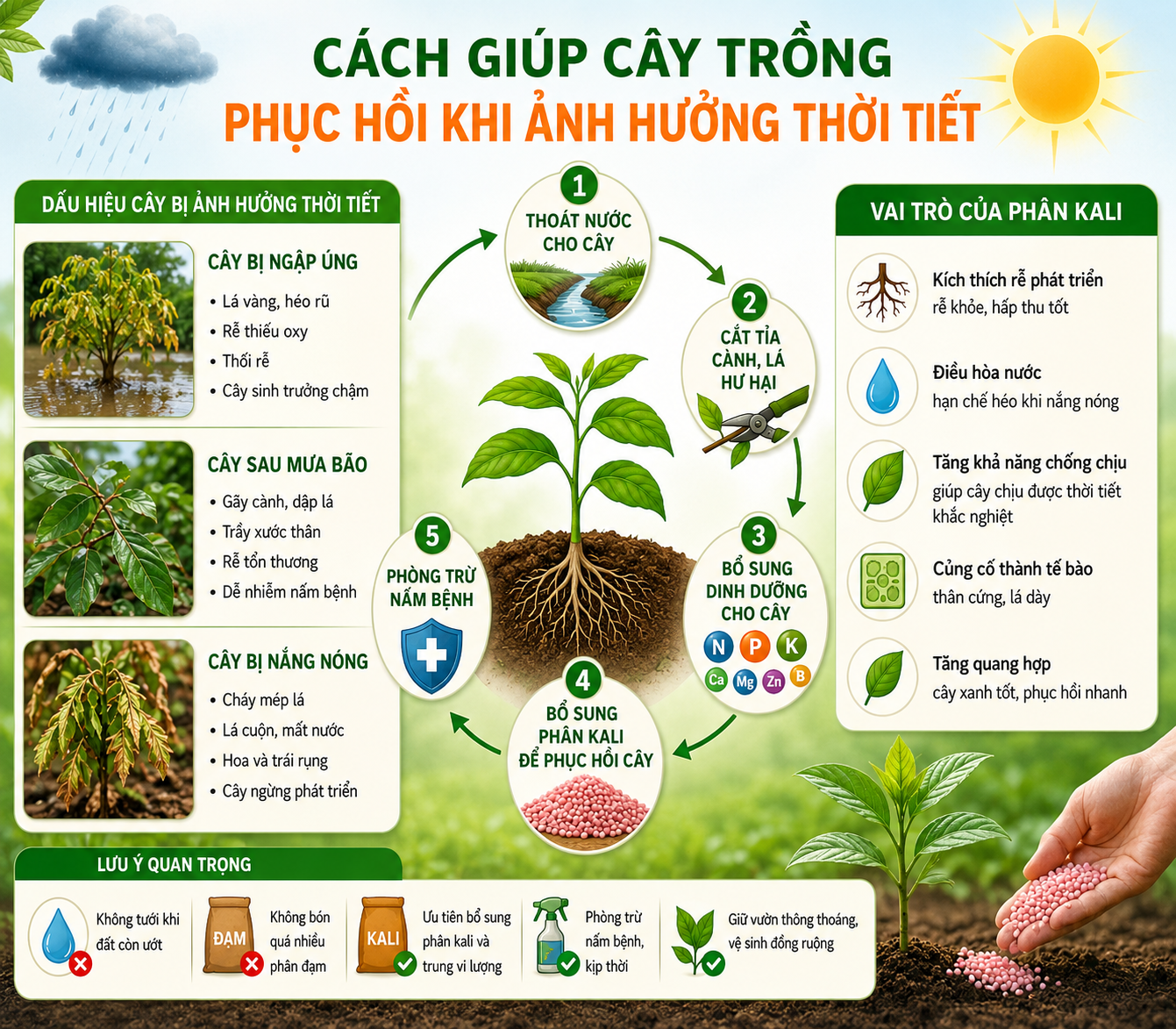 Cách Giúp Cây Trồng Phục Hồi Khi Ảnh Hưởng Thời Tiết