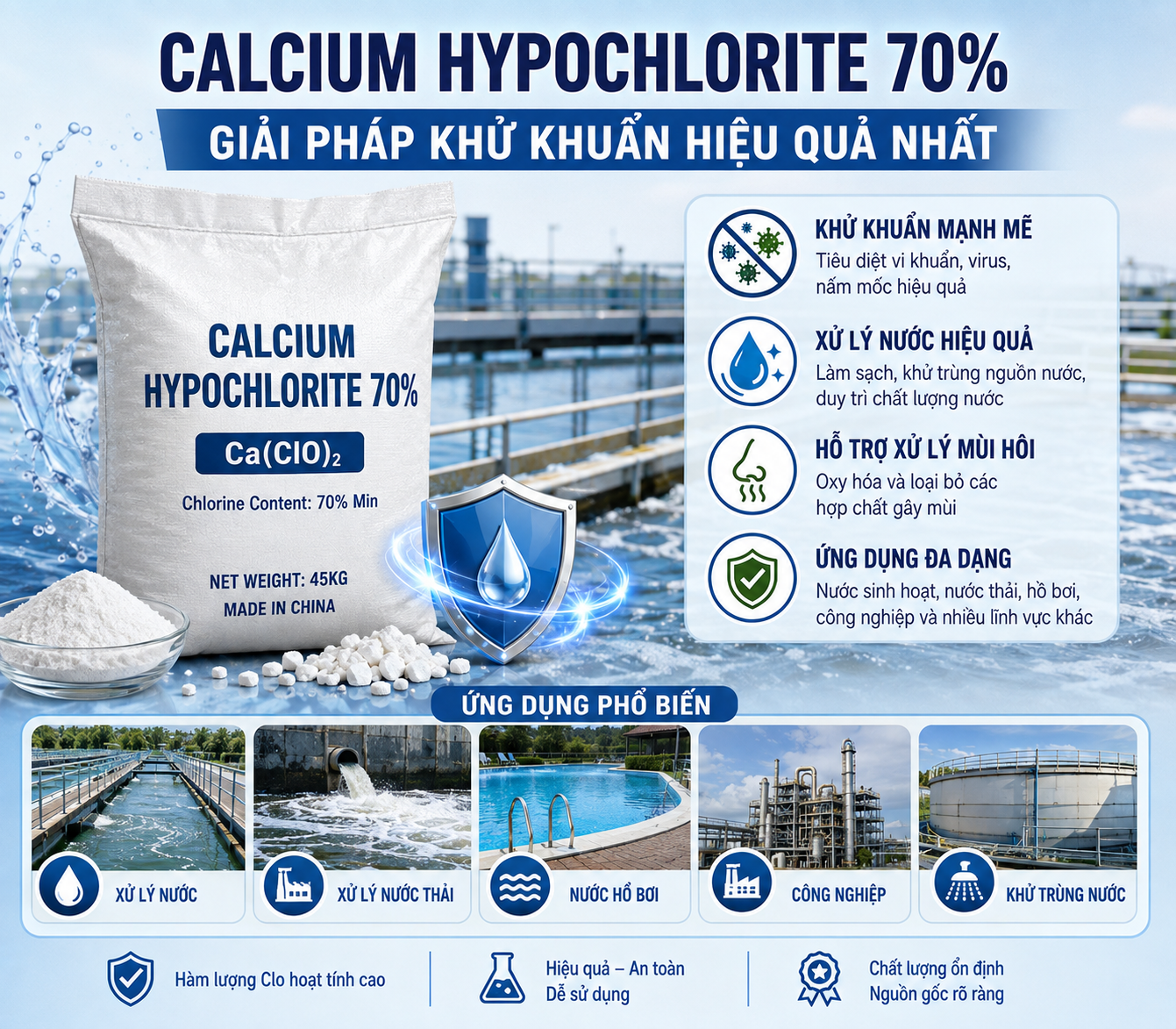 Calcium Hypochlorite 70  Giải Pháp Khử Khuẩn Hiệu Quả Nhất