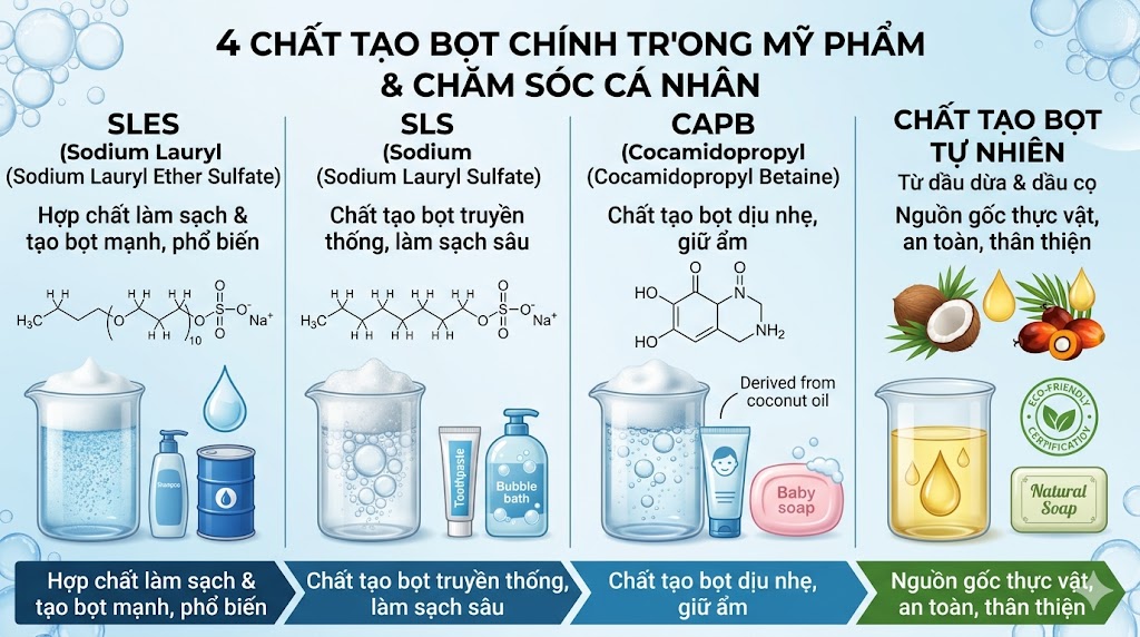 Chất tạo bọt phổ biến hiện nay