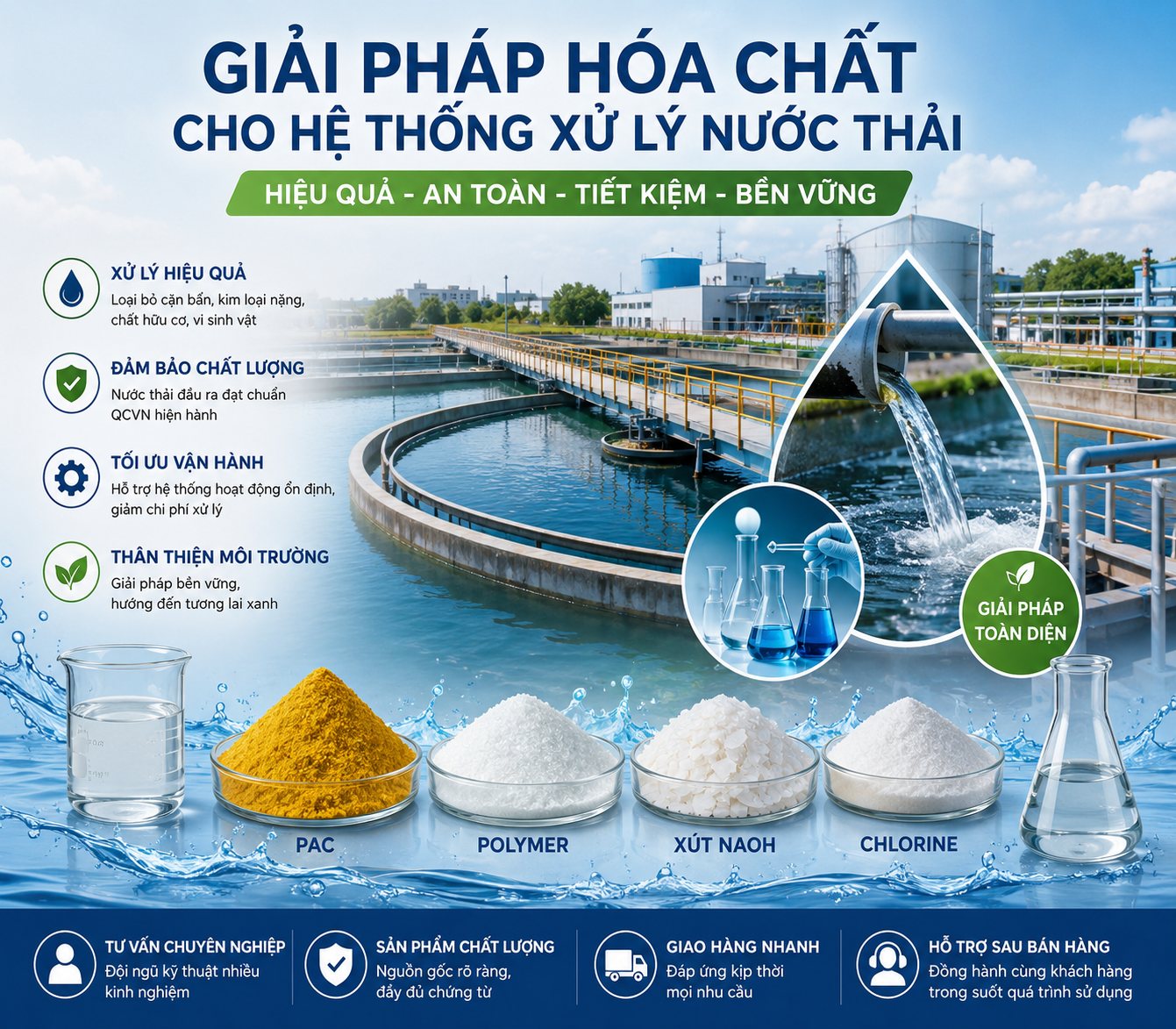 GIẢI PHÁP HÓA CHẤT XỬ LÝ NƯỚC THẢI