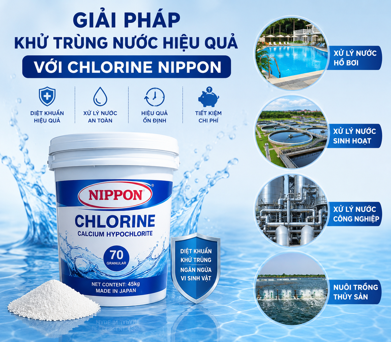Giải Pháp Khử Trùng Nước Hiệu Quả Với Chlorine NIPPON