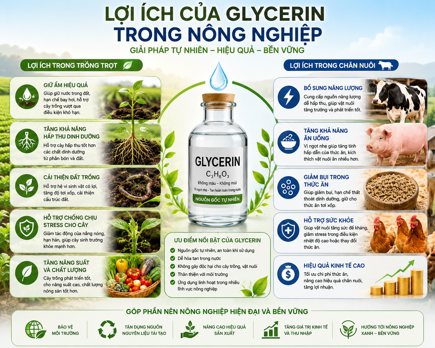 Lợi ích của glycerin trong nông nghiệp