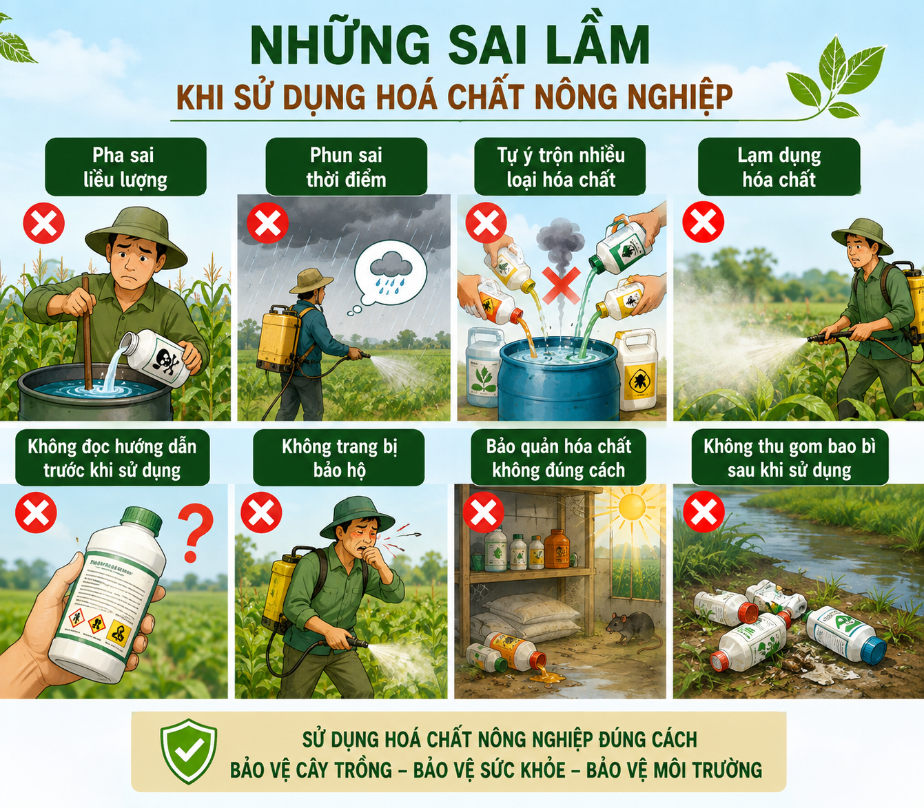 Những sai lầm khi sử dụng hoá chất nông nghiệp