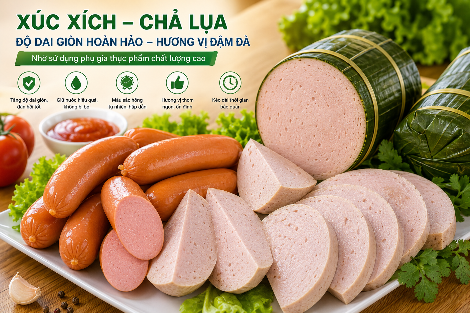 Phụ gia tạo dai giòn cho xúc xích giò chả
