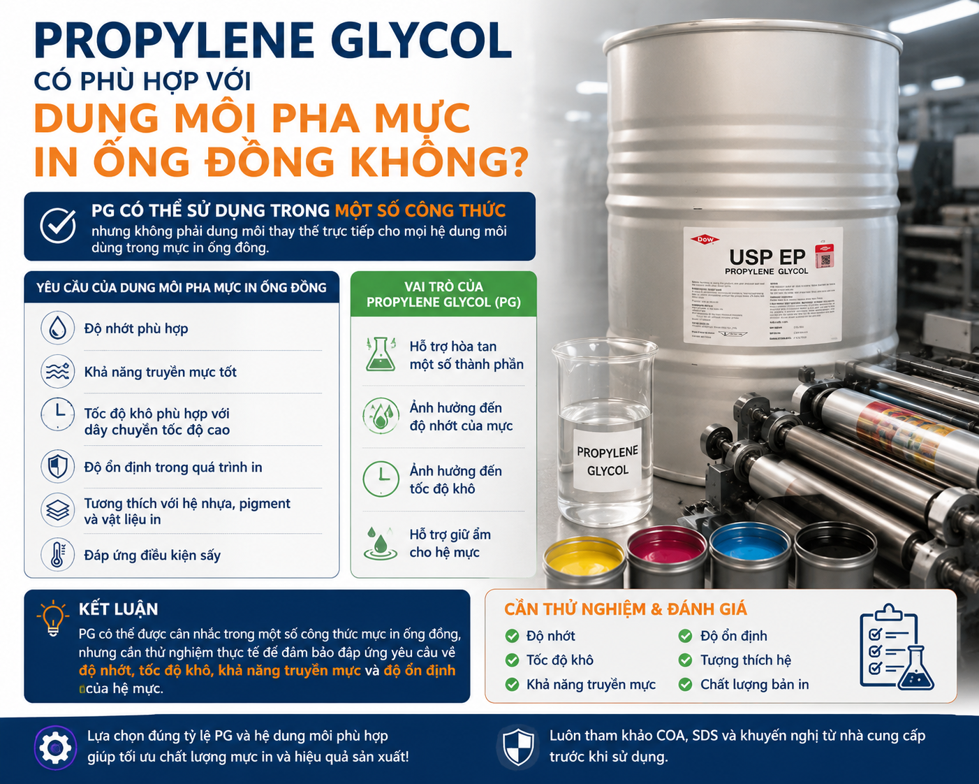 Propylene Glycol có phù hợp với dung môi pha mực in ống đồng không