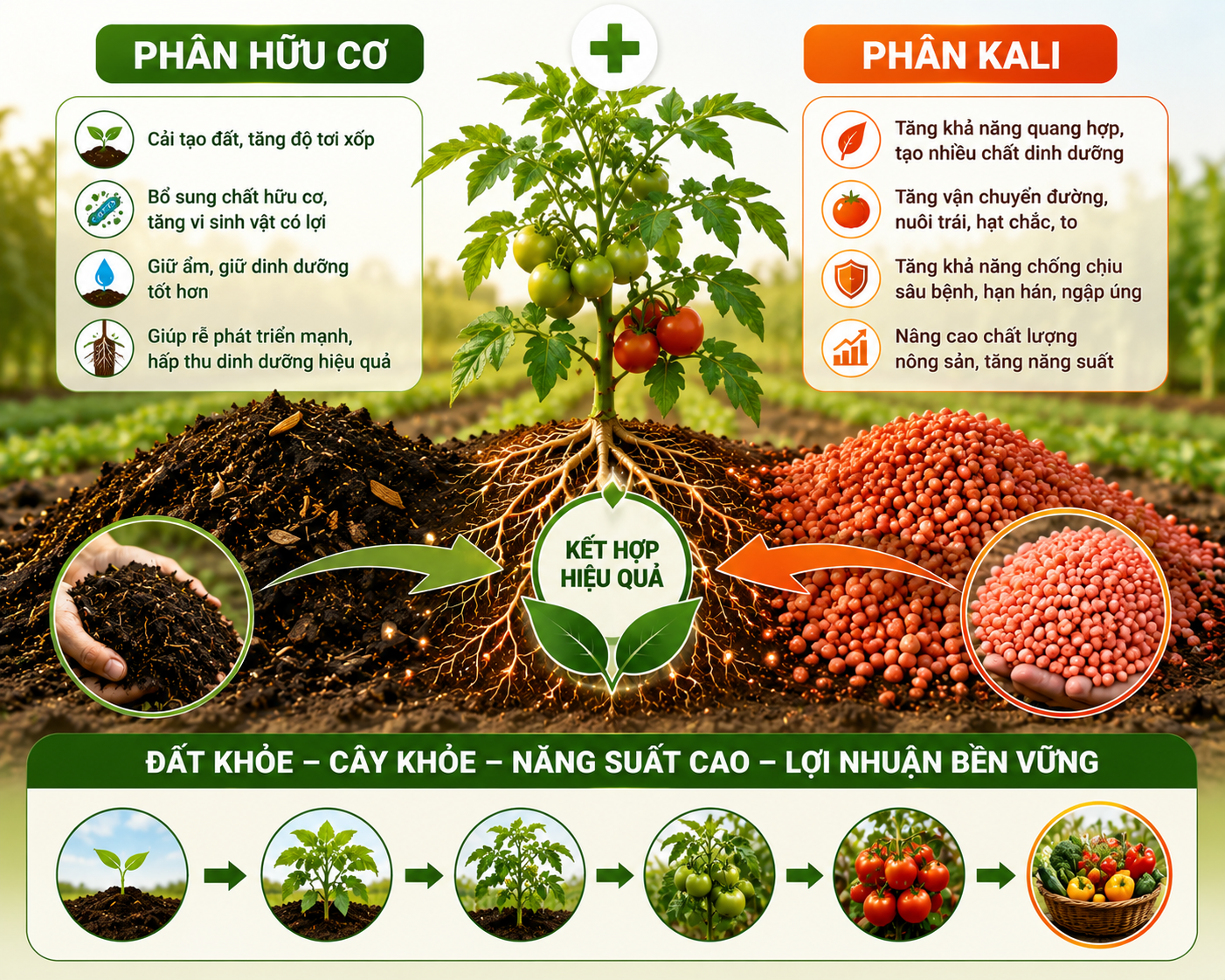 SỰ KẾT HỢP CỦA PHÂN HỮU CƠ VÀ PHÂN KALI