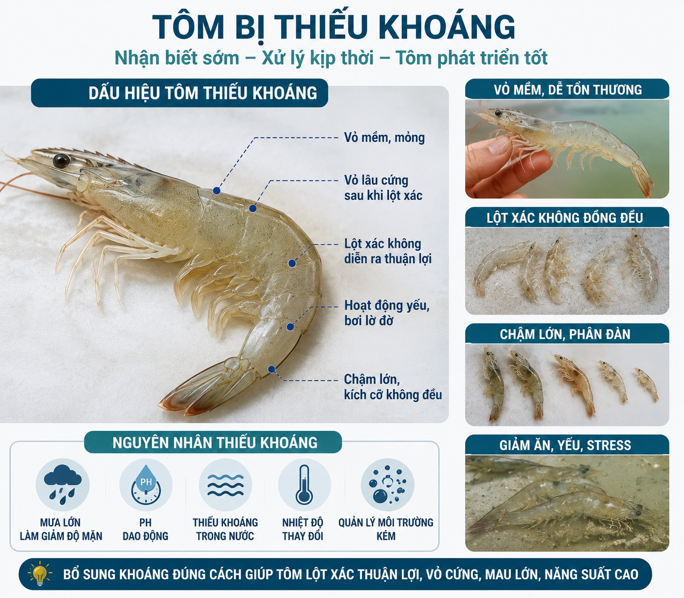 Tôm bị thiếu khoáng