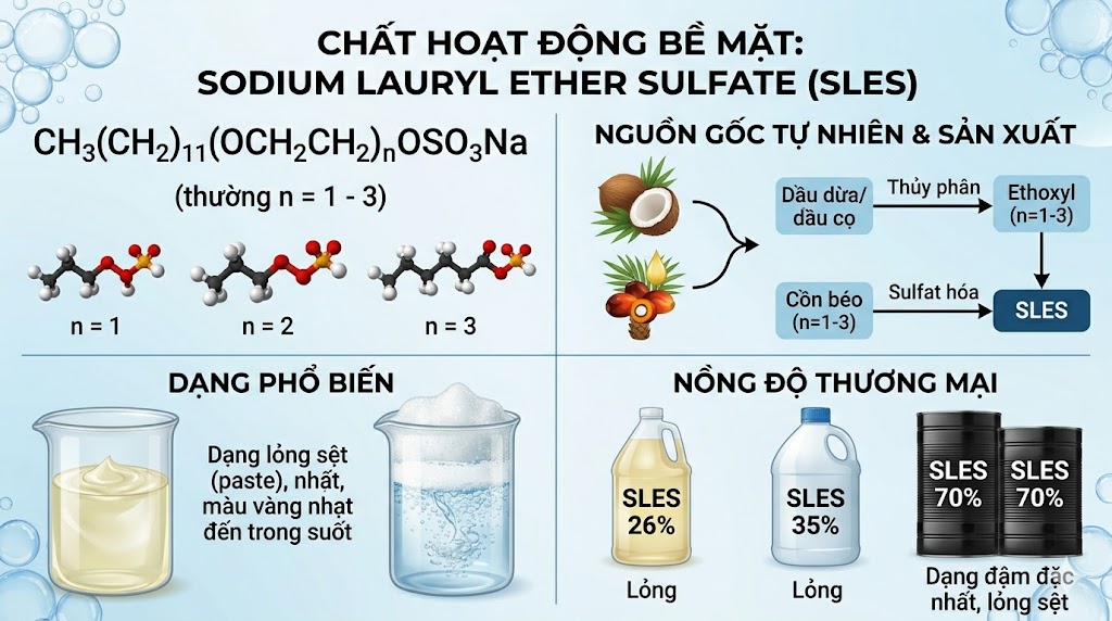 Tổng quan về Sodium Lauryl Ether Sulfate SLES