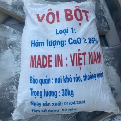 Vôi Bột CaO ≥ 85% – Loại 1 Chất Lượng Cao | Đóng Gói 30kg – Made in Vietnam