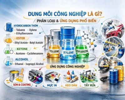 Dung m&ocirc;i c&ocirc;ng nghiệp l&agrave; g&igrave;? Ph&acirc;n loại &amp; ứng dụng phổ biến trong sản xuất