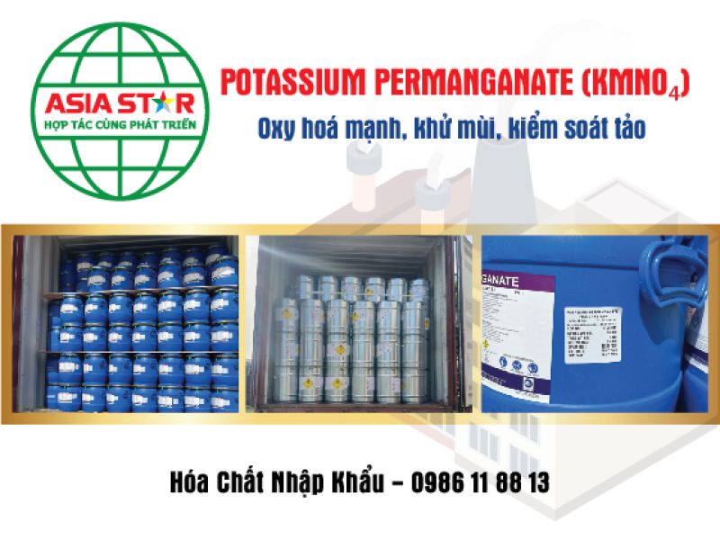 POTASSIUM PERMANGANATE (KMnO₄) &ndash; Chất oxy h&oacute;a mạnh, khử m&ugrave;i, kiểm so&aacute;t tảo hiệu quả