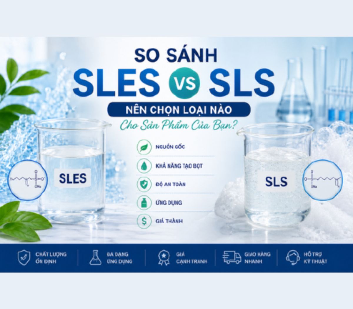 So S&aacute;nh SLES vs SLS: N&ecirc;n Chọn Loại N&agrave;o Cho Sản Phẩm Của Bạn?