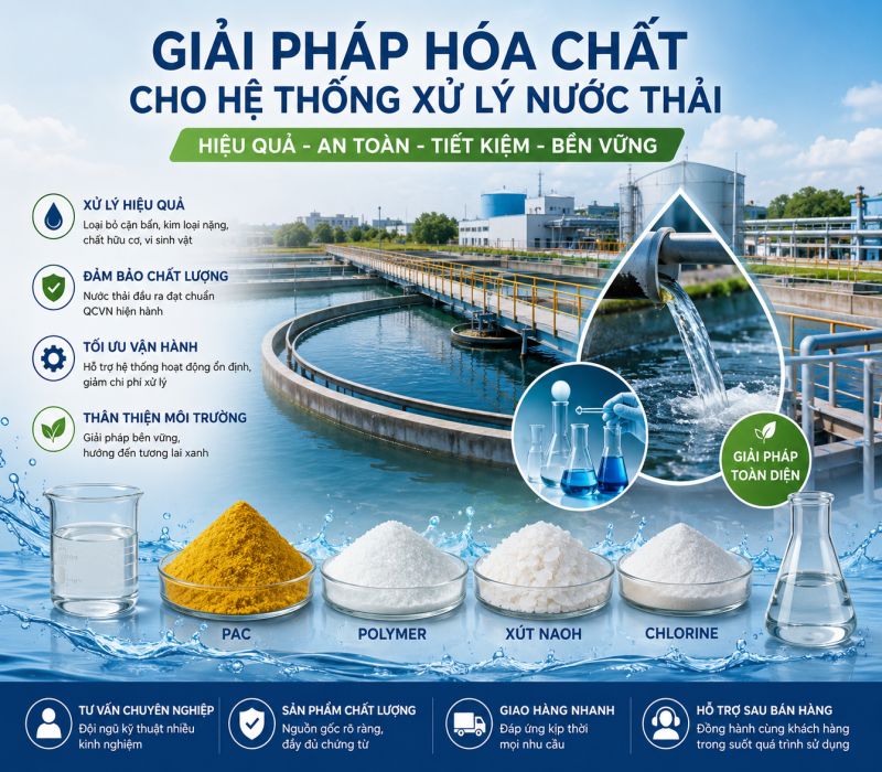 Giải Ph&aacute;p H&oacute;a Chất Cho Xử L&yacute; Nước Thải