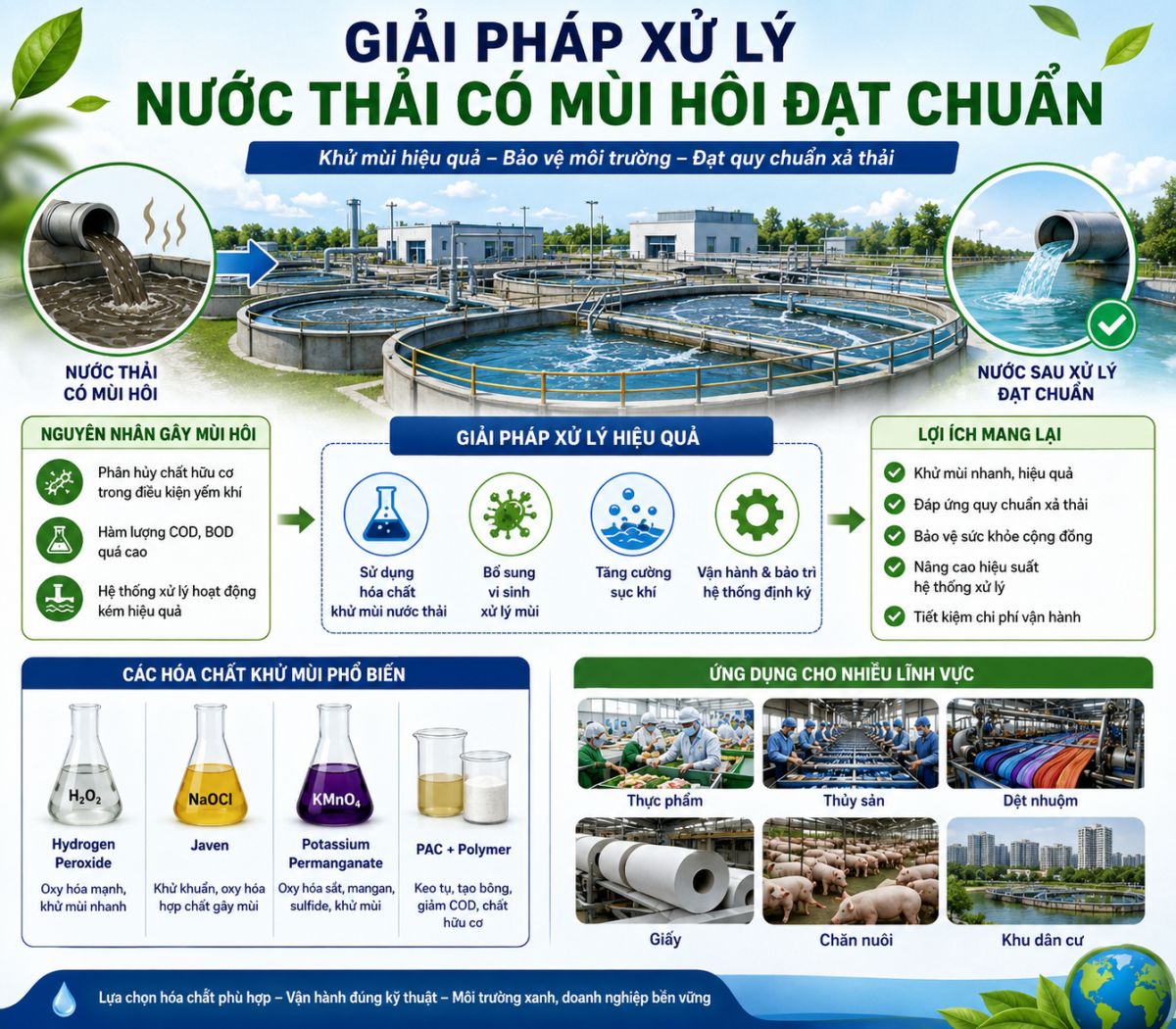 Giải Ph&aacute;p Xử L&yacute; Nước Thải C&oacute; M&ugrave;i H&ocirc;i Đạt Chuẩn