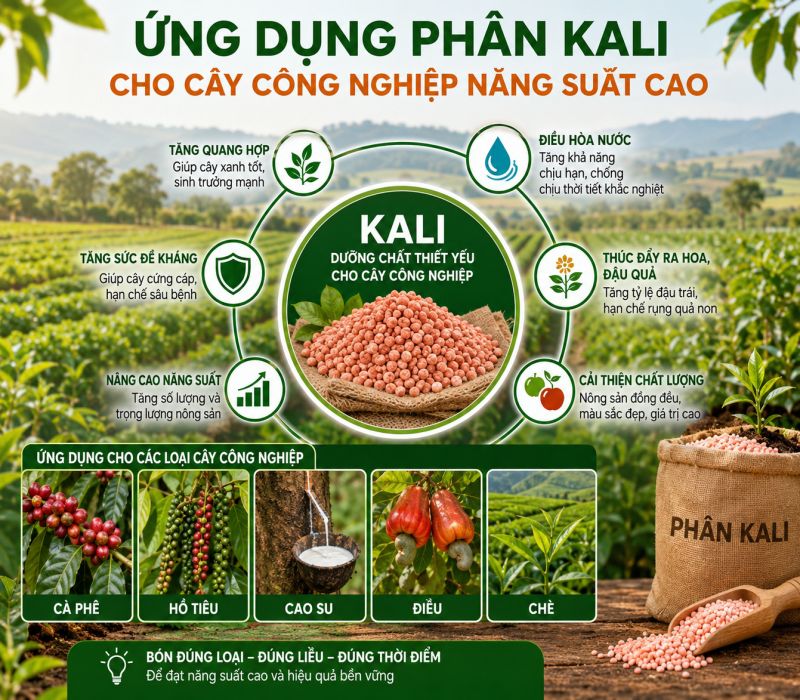 Ứng Dụng Ph&acirc;n Kali Cho C&acirc;y C&ocirc;ng Nghiệp Năng Suất Cao