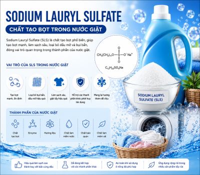 Sodium Lauryl Sulfate - Chất Tạo Bọt Trong Nước Giặt