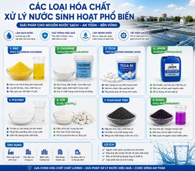 C&aacute;c Loại H&oacute;a Chất Xử L&yacute; Nước Sinh Hoạt Phổ Biến
