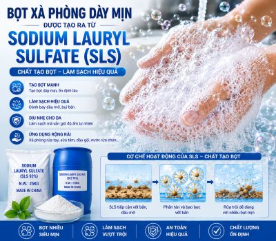 Sodium Lauryl Sulfate - Chất Tạo Bọt Trong X&agrave; Ph&ograve;ng