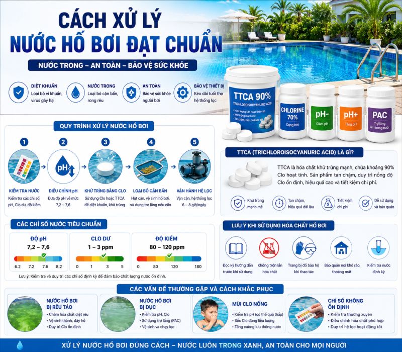 C&aacute;ch Xử L&yacute; Nước Hồ Bơi Đạt Chuẩn