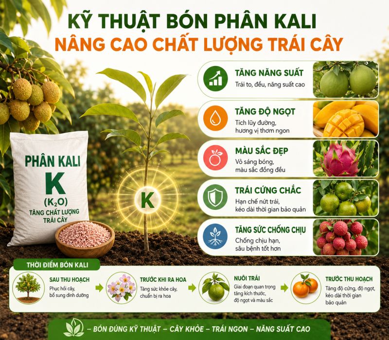 KỸ THUẬT B&Oacute;N PH&Acirc;N KALI N&Acirc;NG CAO CHẤT LƯỢNG TR&Aacute;I C&Acirc;Y