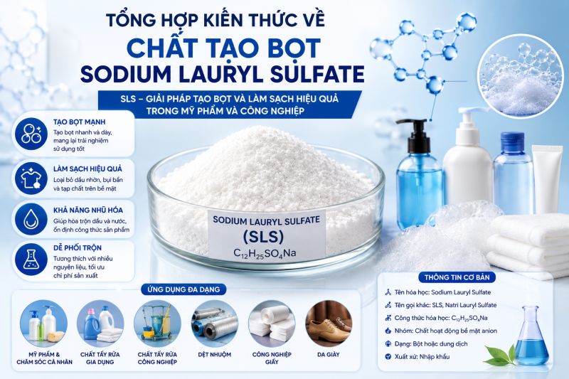 Tổng Hợp Kiến Thức Về Chất Tạo Bọt Sodium Lauryl Sulfate