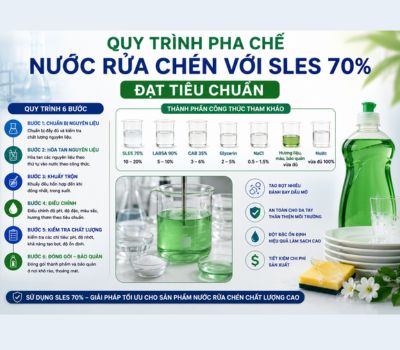 Quy Tr&igrave;nh Pha Chế Nước Rửa Ch&eacute;n Với SLES 70% Đạt Ti&ecirc;u Chuẩn