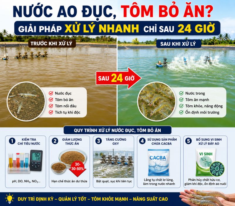 Nước Ao Đục, T&ocirc;m Bỏ Ăn? Giải Ph&aacute;p Xử L&yacute; Nhanh Chỉ Sau 24 Giờ